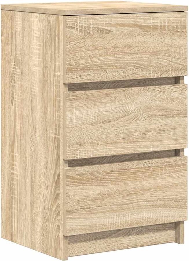 VidaXL Nachtkastje met 3 lades 39x35x65 cm sonoma eikenkleurig