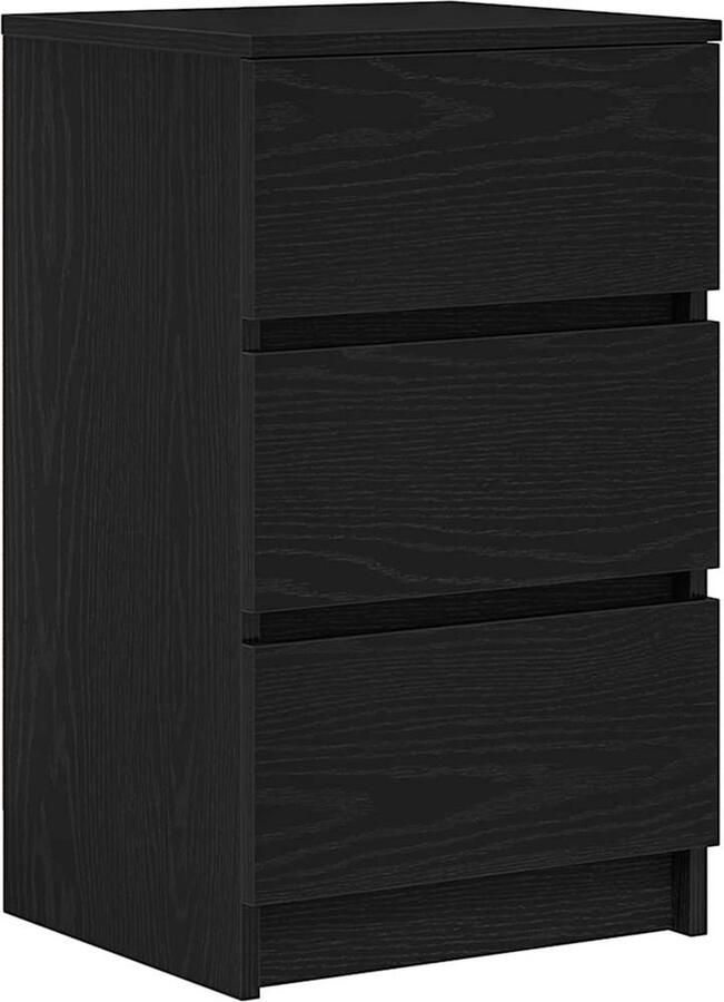 VidaXL Nachtkastje met 3 lades 39x35x65 cm zwart