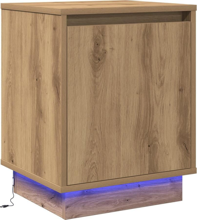 VidaXL Nachtt kastje met LED-verlichting Artisan Eiken 39x34 5x50 cm