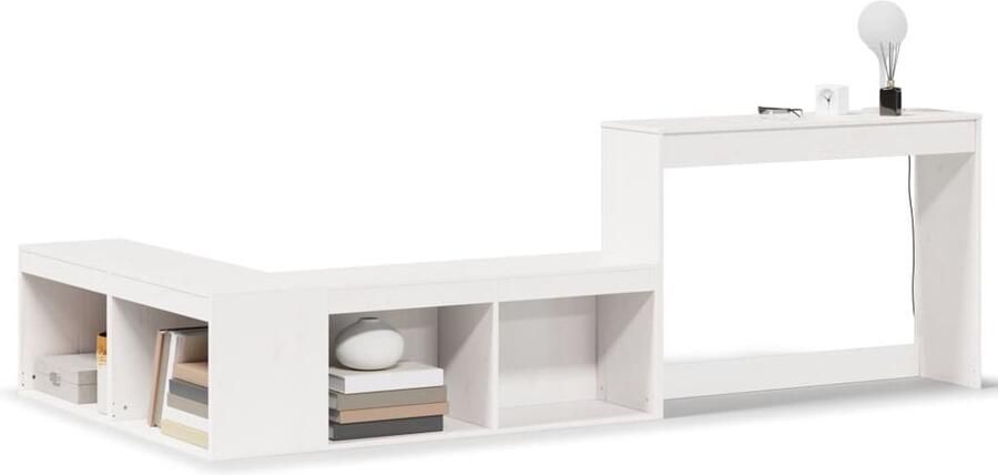 VidaXL Nachtkastje met bureau 222x107x75 cm massief grenenhout wit