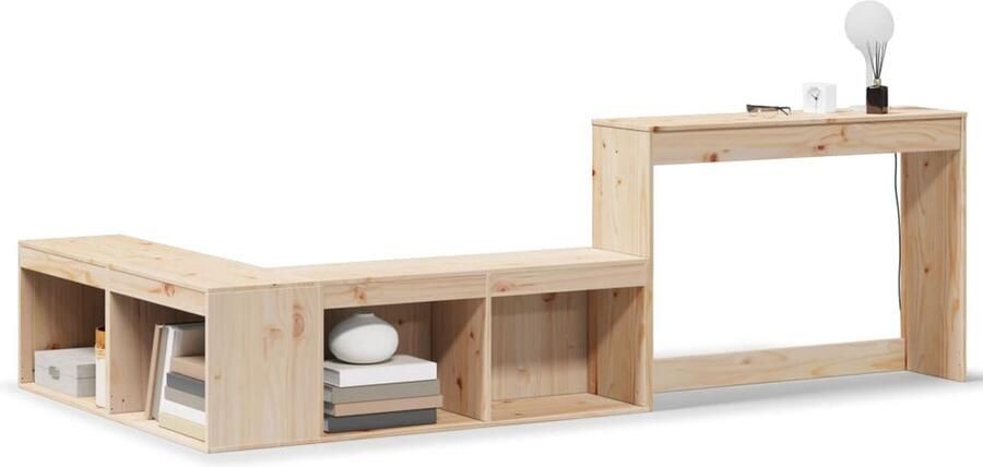 VidaXL Nachtkastje met bureau 222x122x75 cm massief grenenhout