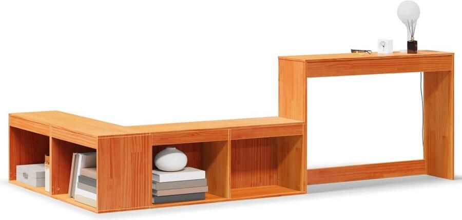 VidaXL Nachtkastje met bureau 232x112x75 cm grenenhout wasbruin