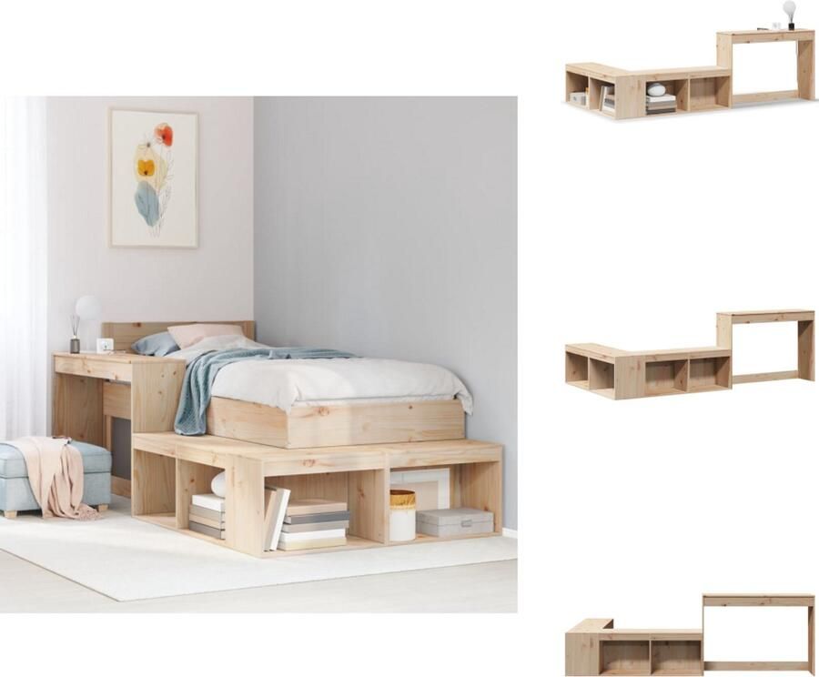 VidaXL Nachtkastje Met Bureau Nachtkastjes Met Bureaus Bijzettafel Wandkastje Nachtkastje met bureau 232x112x75 cm massief grenenhout