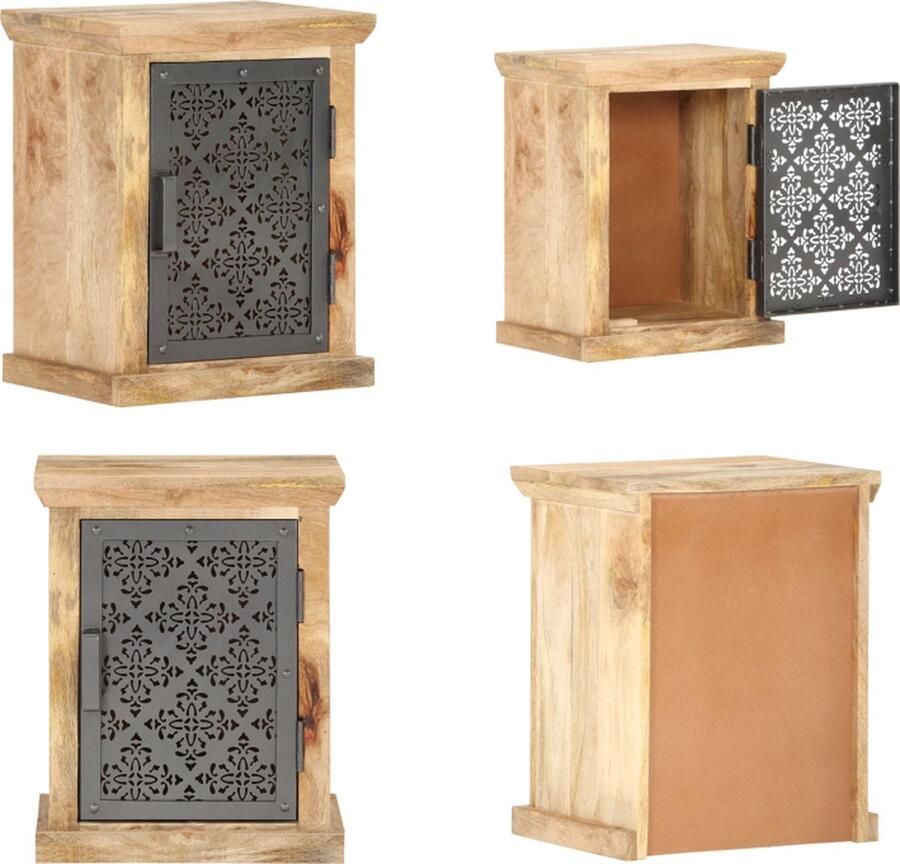 VidaXL Nachtkastje met deur 40x30x50 cm massief mangohout Nachtkastje Nachtkastjes Nachttafeltje Nachttafeltjes - Foto 2