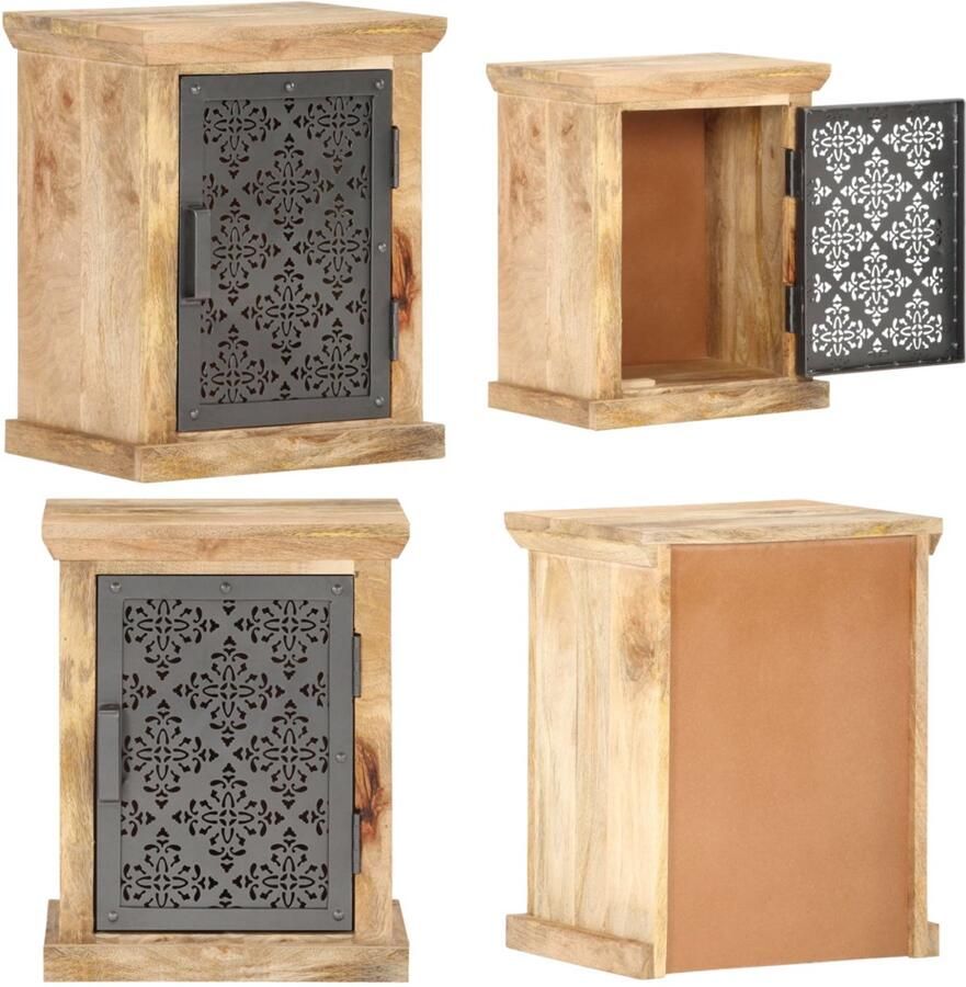 VidaXL Nachtkastje met deur 40x30x50 cm massief mangohout Nachtkastje Nachtkastjes Nachttafeltje Nachttafeltjes