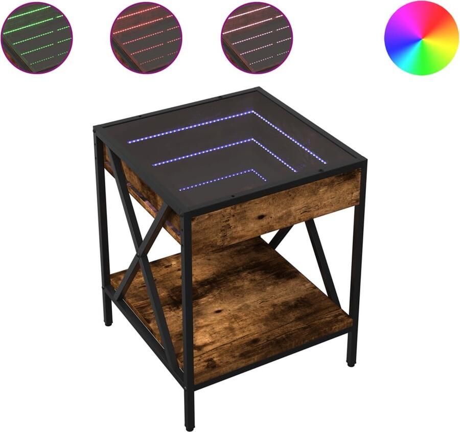VidaXL Nachtkastje met Infinity LED 40x40x49 cm gerookt eikenkleurig
