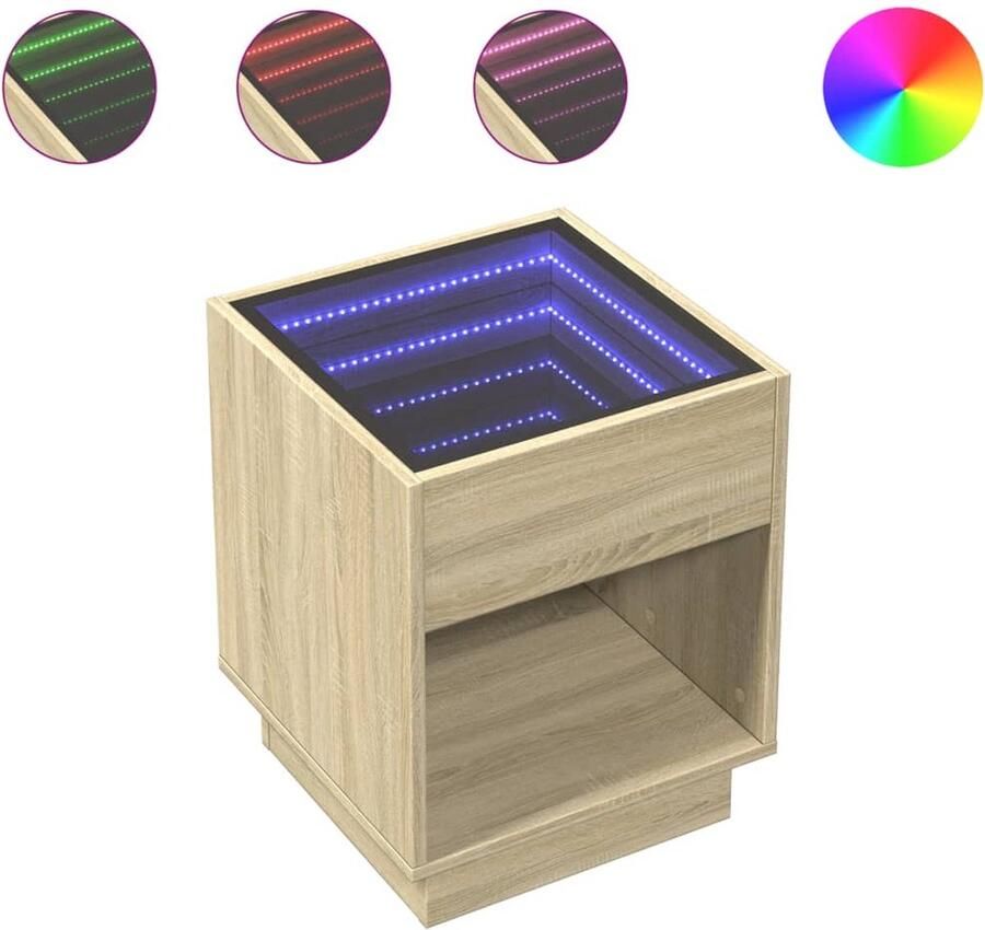 VidaXL Nachtkastje met Infinity LED 40x40x50 cm sonoma eikenkleurig