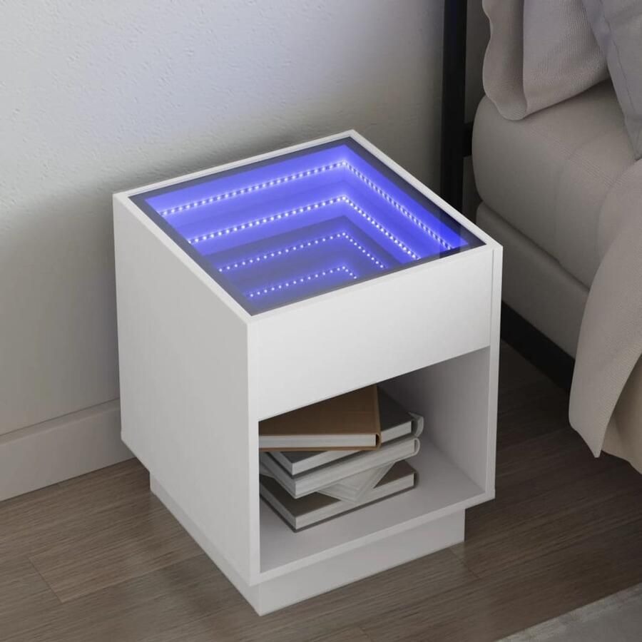 VidaXL Nachtkastje met Infinity LED 40x40x50 cm wit