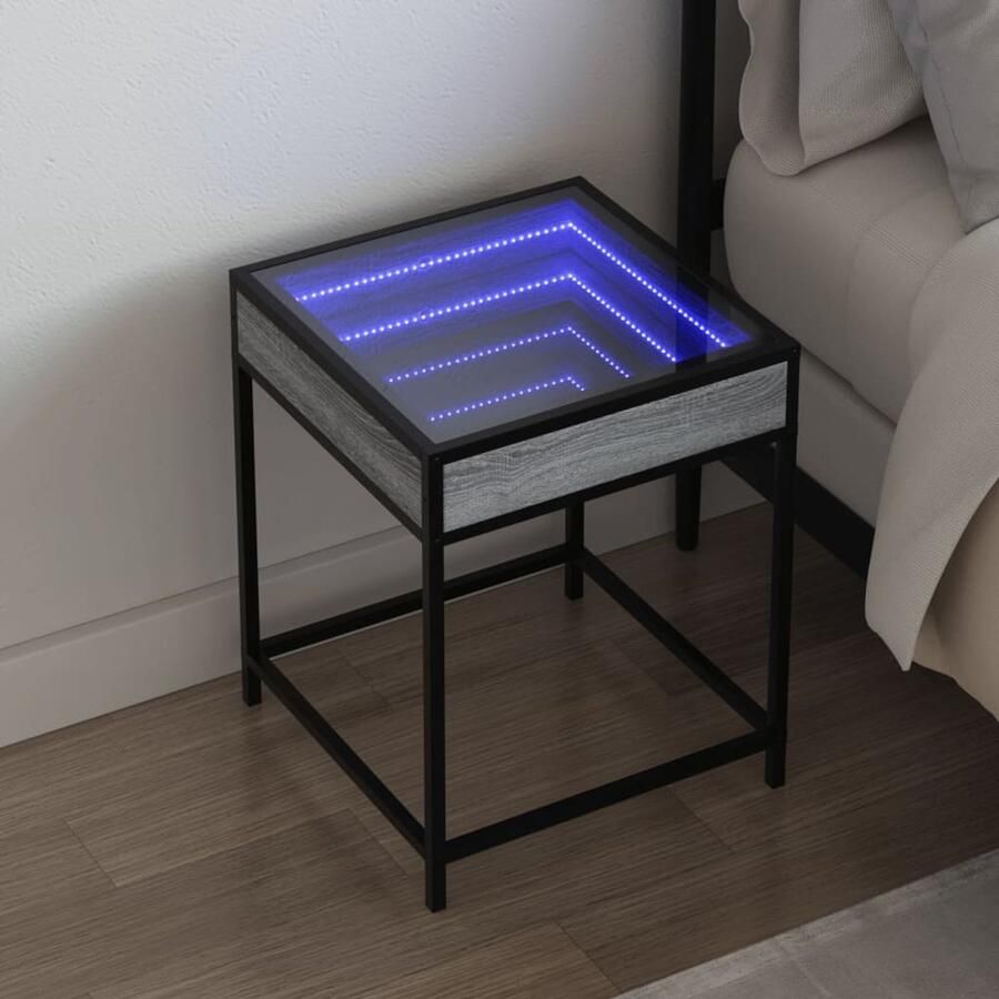 VidaXL Nachtkastje met Infinity LED 40x40x51 cm grijs sonoma eiken