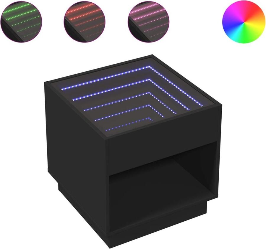 VidaXL Nachtkastje met Infinity LED 50x50x50 cm zwart