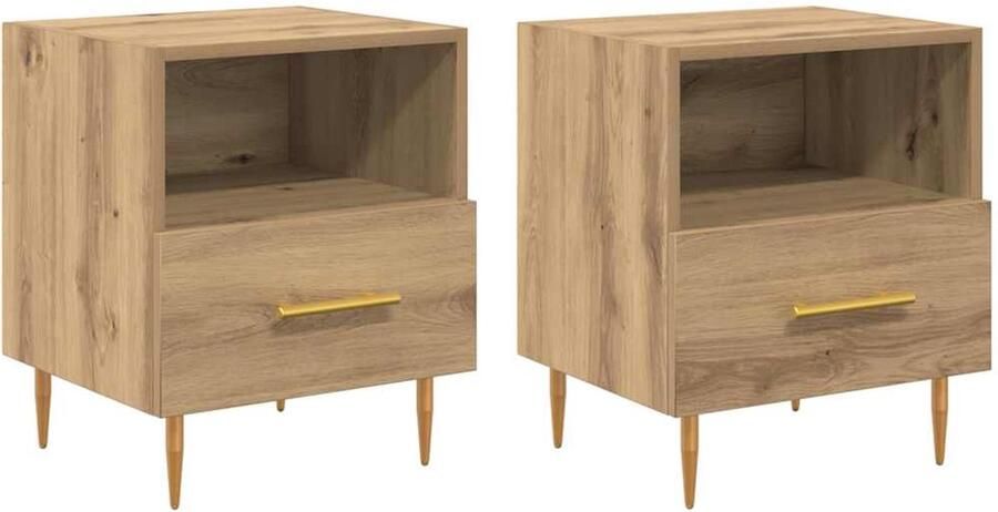 VidaXL Nachtkastje met lade 2 pcs Bruin 40 x 35 x 47.5 cm Bewerkt hout