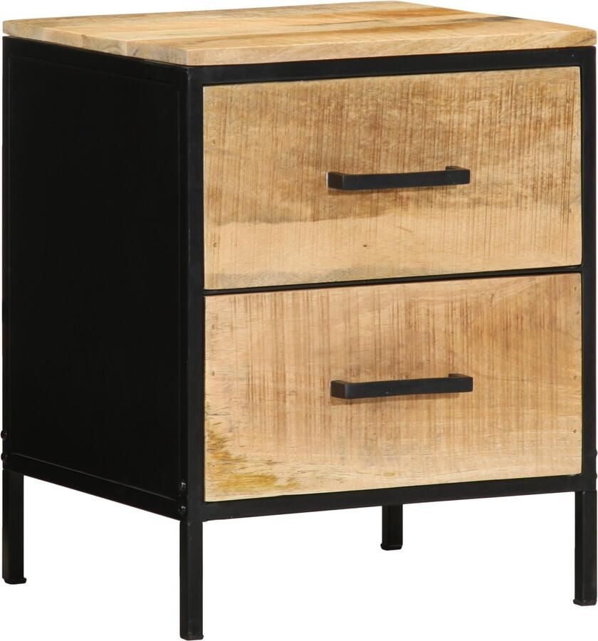 VidaXL Nachtkastjes 2 stuks 40x35x50 cm Massief Houten Ruw Mangohout