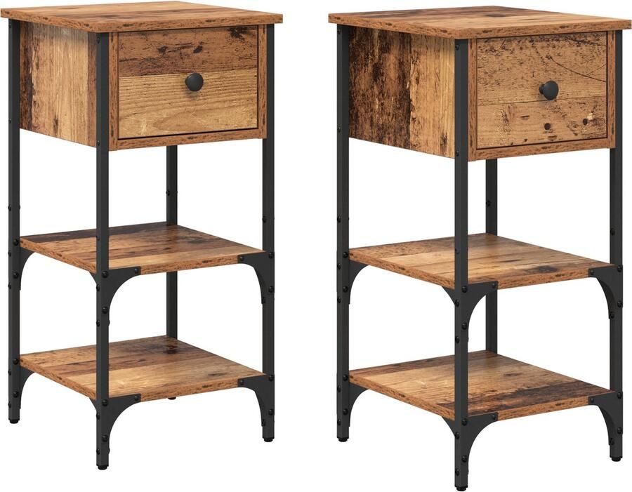 VidaXL Nachtkastjes 2 stuks Oud Hout 34x36x70 cm Engineered Wood