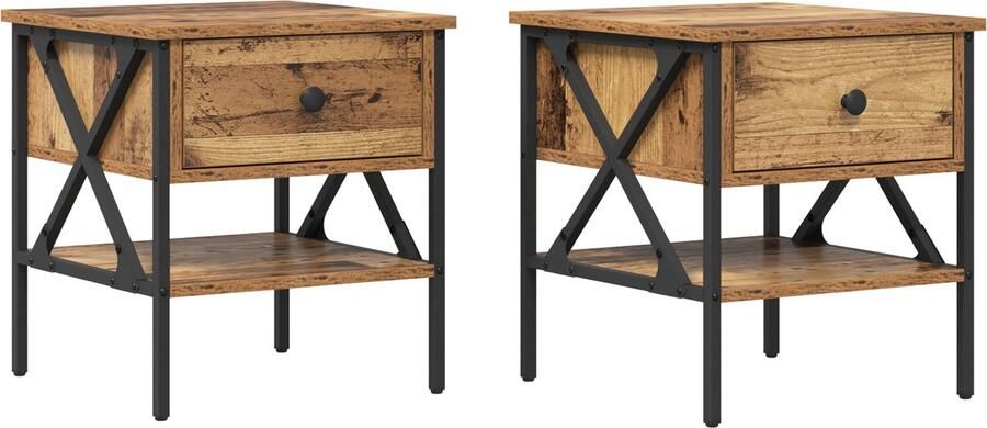 VidaXL Nachtkastjes 2 stuks Oud Hout 40x42x45 cm Engineered Wood