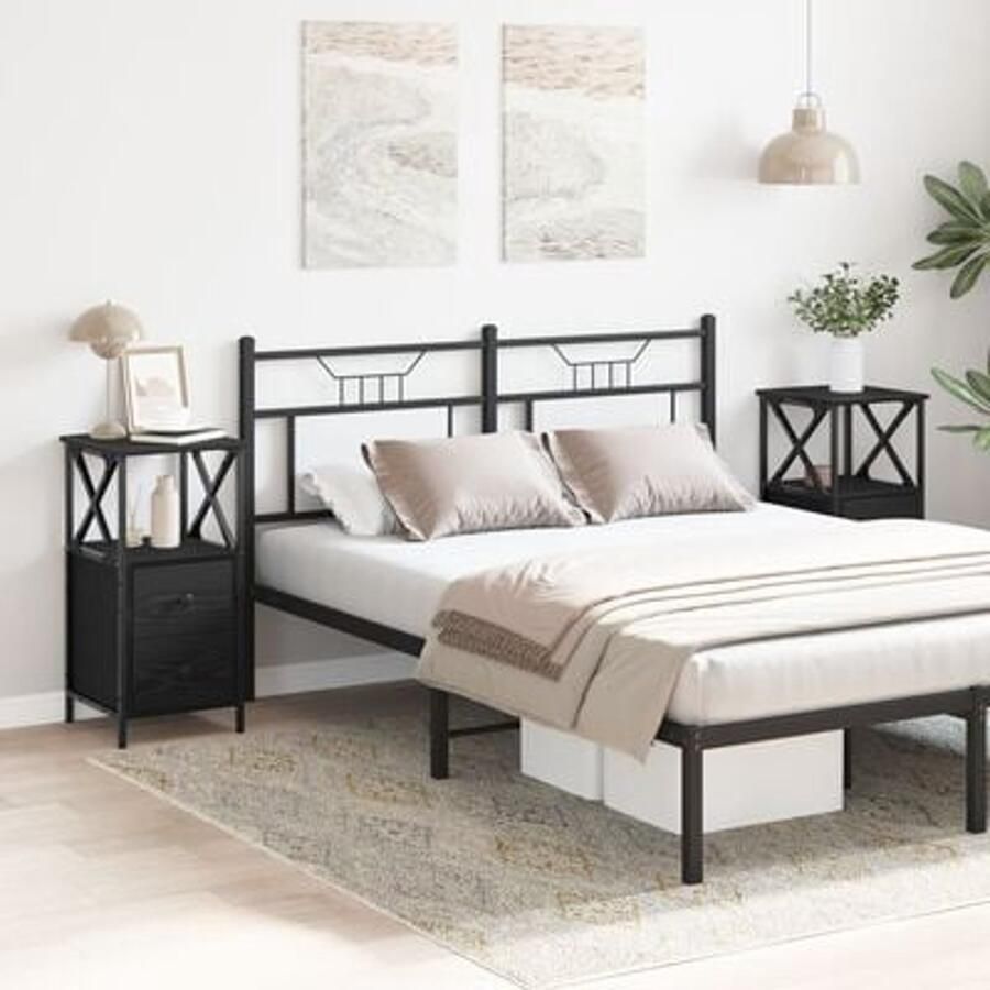 VidaXL Nachtkastjes 2 Stuks Zwart Eiken 34x35 5x70 cm Bewerkt Hout