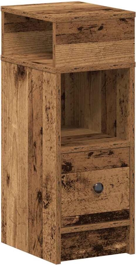 VidaXL Nachtkastje met lade 25x31x66 cm oud houtkleurig