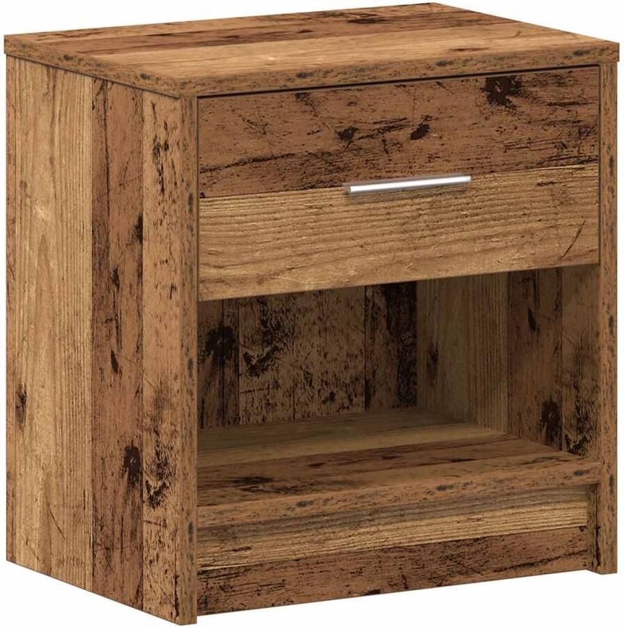 VidaXL Nachtkastje met lade 39x28x41 cm oud houtkleurig