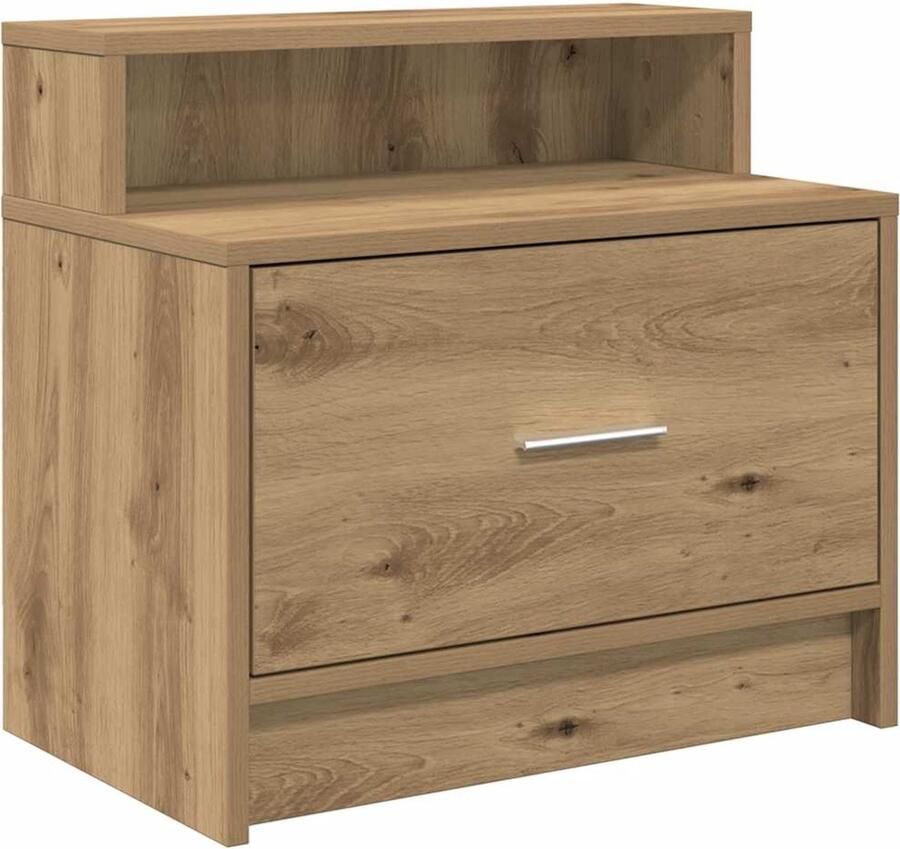 VidaXL Nachtkastje met lade 51x31x47 cm artisanaal eikenkleurig