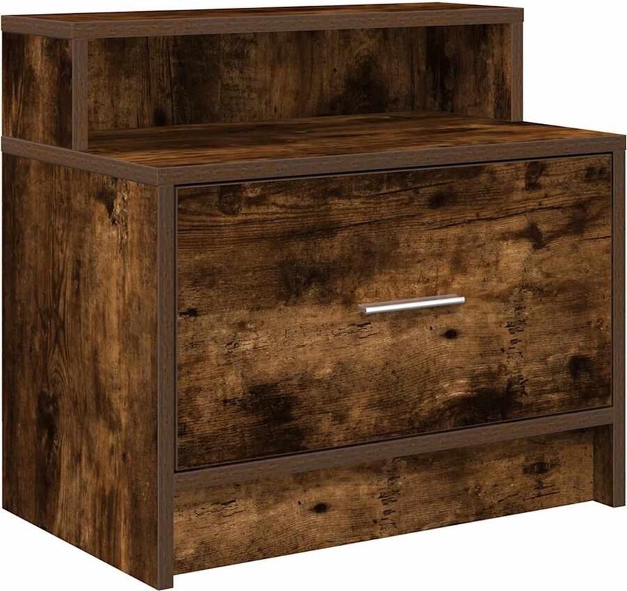 VidaXL Nachtkastje met lade 51x31x47 cm gerookt eikenkleurig
