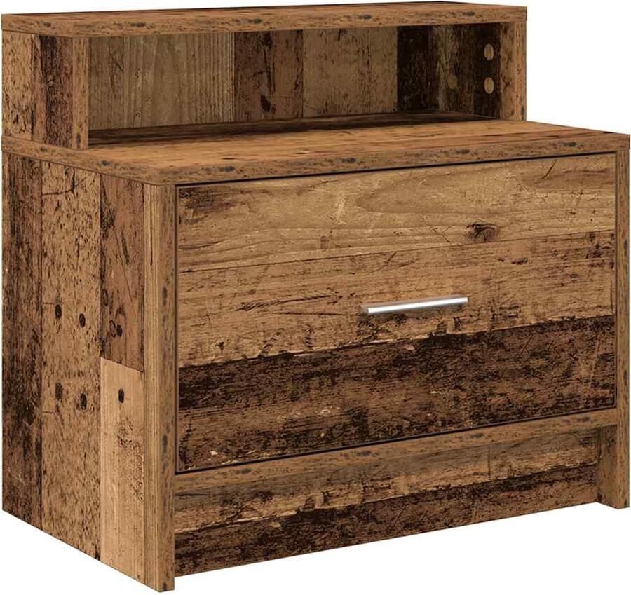 VidaXL Nachtkastje met lade 51x31x47 cm oud houtkleurig