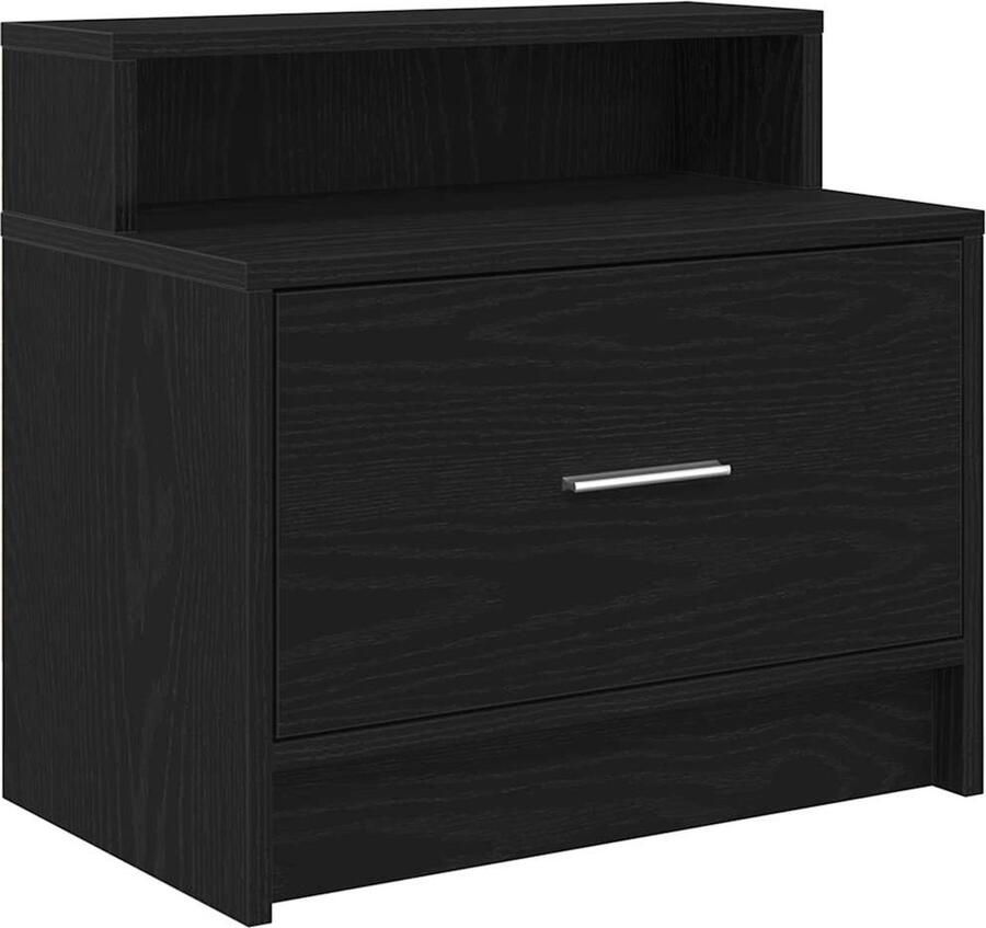 VidaXL Nachtkastje met lade 51x31x47 cm zwart eikenkleurig