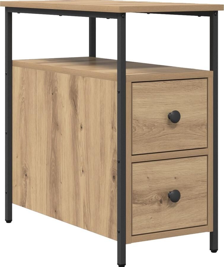 VidaXL Nachtkastje artisanaal eikenkleurig 30 x 60 x 60 cm Ijzer PB