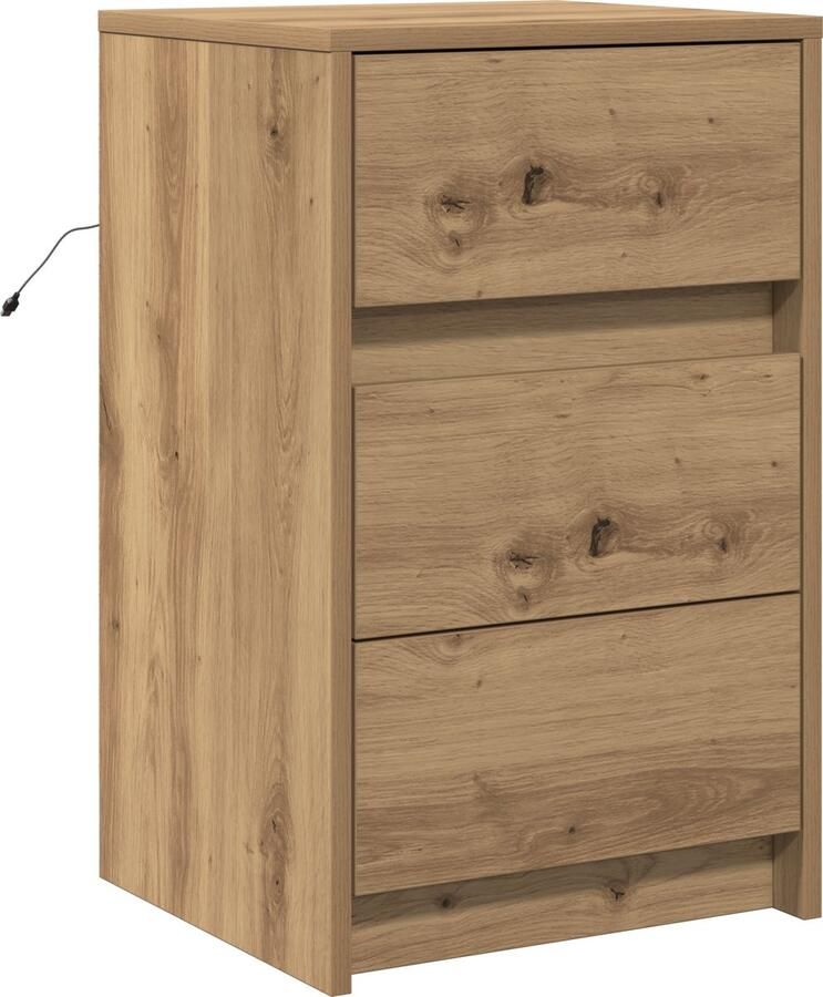 VidaXL Nachtkastje met LED-verlichting Artisan Eiken Geengineerd hout