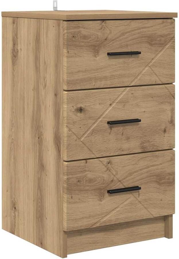 VidaXL Nachtkastje met lade artisanaal eikenkleurig 38 x 38 x 66 cm