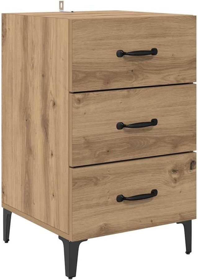 VidaXL Nachtkastje met lade artisanaal eikenkleurig 40 x 40 x 66 cm