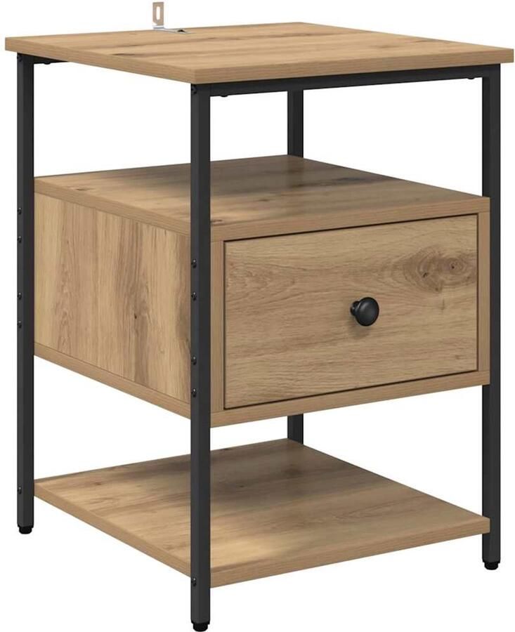 VidaXL Nachtkastje met lade artisanaal eikenkleurig 40 x 42 x 56 cm