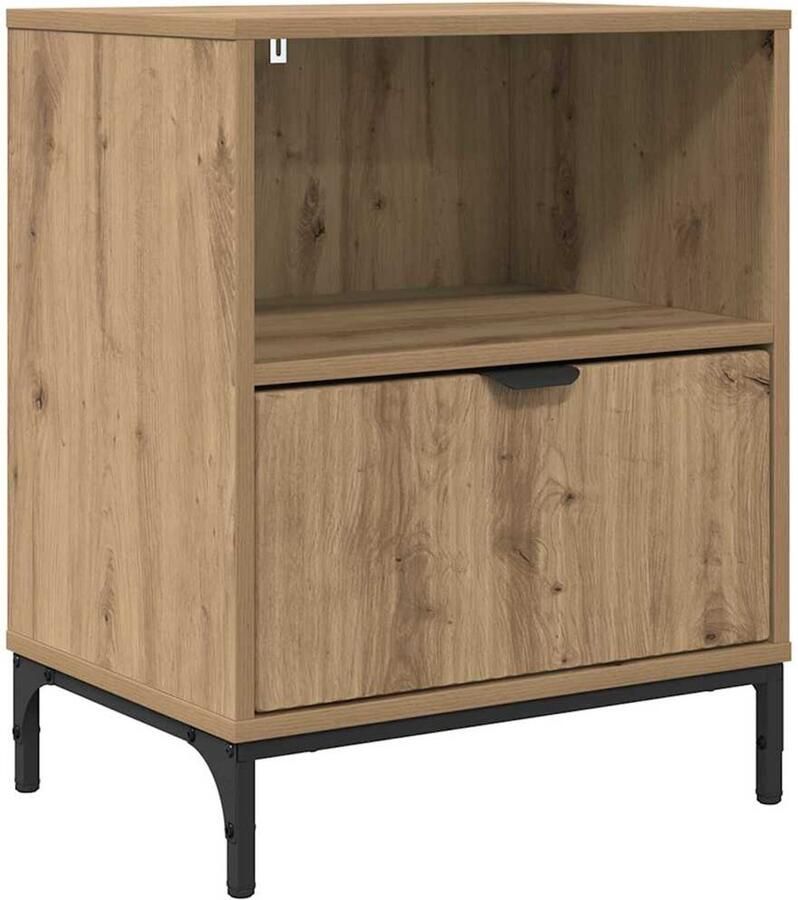 VidaXL Nachtkastje met lade artisanaal eikenkleurig 49 x 36 x 61 cm