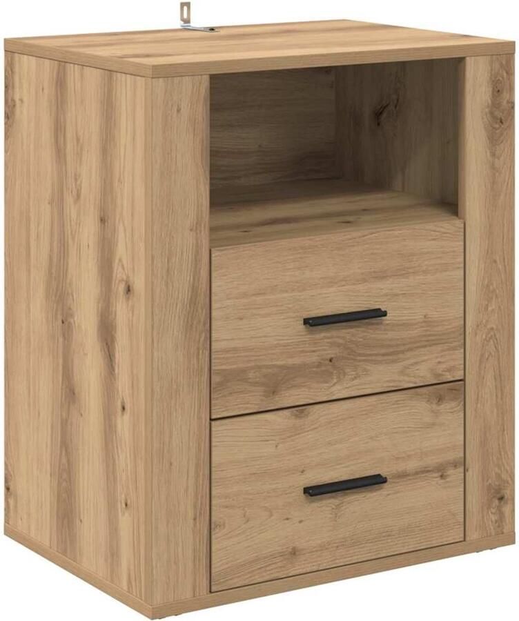 VidaXL Nachtkastje met lade artisanaal eikenkleurig 50 x 36 x 60 cm