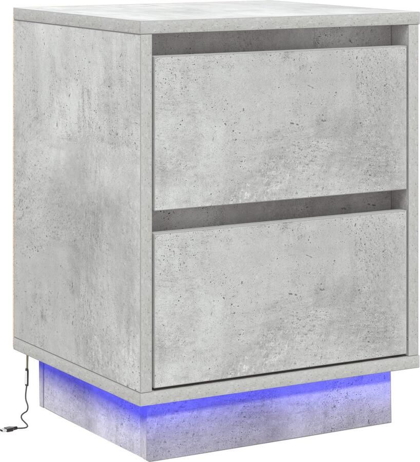 VidaXL Nachtkastje met lade Betongrijs 39 x 34.5 x 50 cm Bewerkt hout