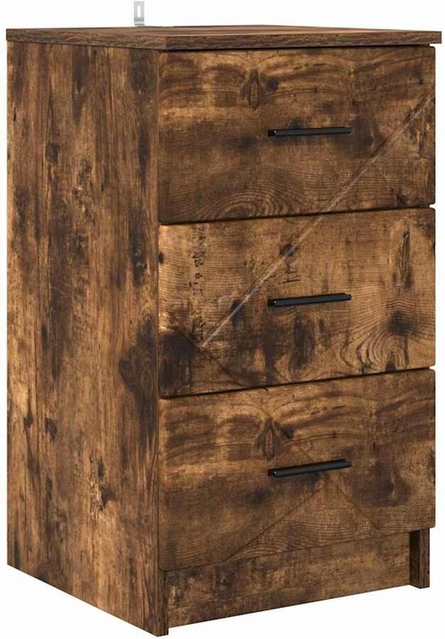 VidaXL Nachtkastje met lade Gerookt eiken 38 x 38 x 66 cm Bewerkt hout