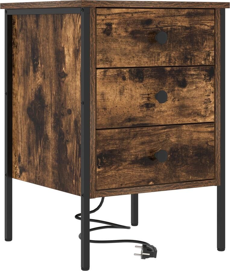 VidaXL Nachtkastje met lade Gerookt eiken 42 x 41 x 61 cm Bewerkt hout