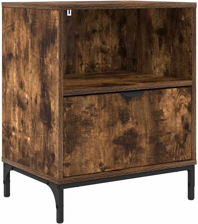 VidaXL Nachtkastje met lade Gerookt eiken 49 x 36 x 61 cm Bewerkt hout