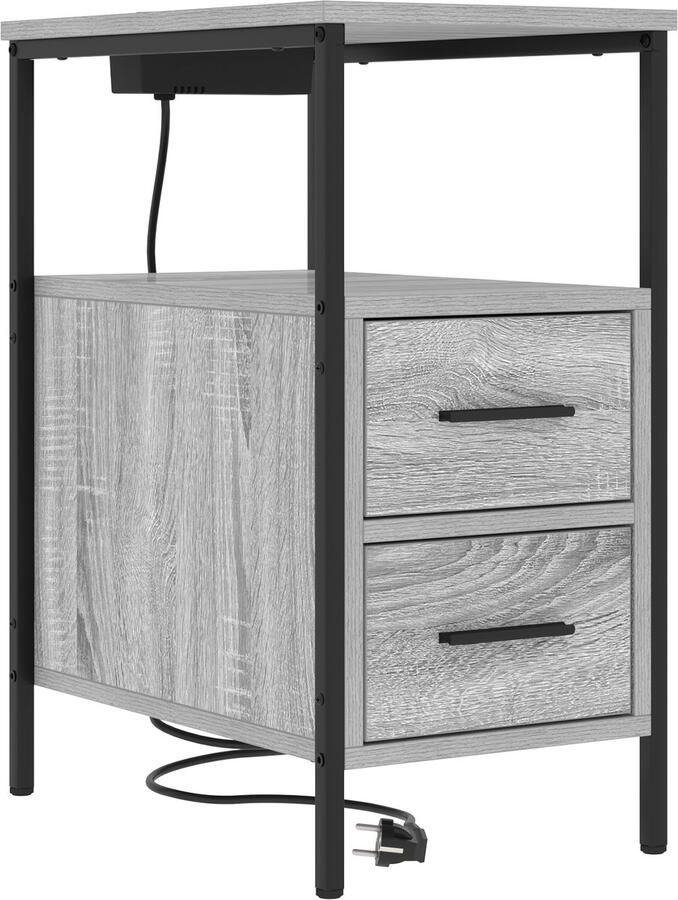 VidaXL Nachtkastje met lade Grijs sonoma 30 x 48 x 61 cm Bewerkt hout