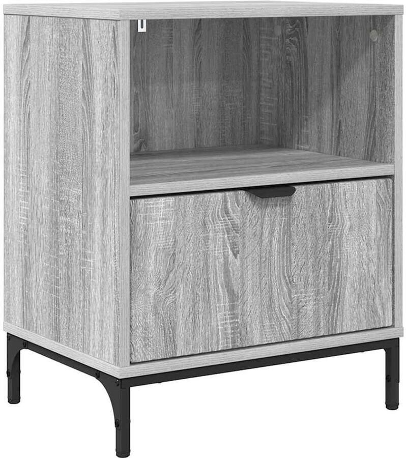 VidaXL Nachtkastje met lade Grijs sonoma 49 x 36 x 61 cm Bewerkt hout