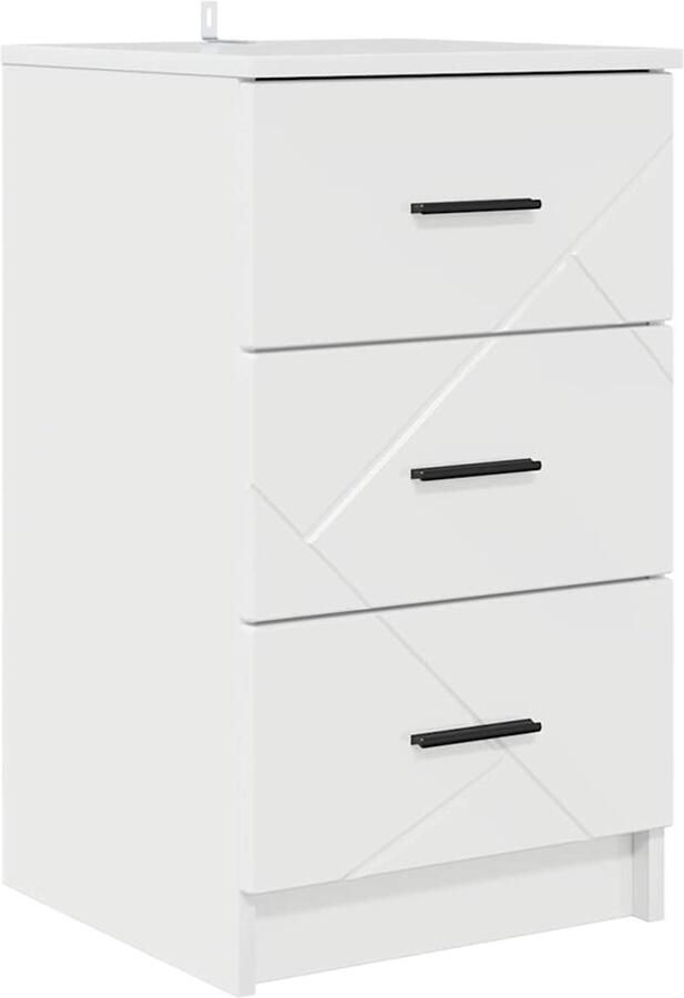 VidaXL Nachtkastje met lade Hoogglans wit 38 x 38 x 66 cm Bewerkt hout