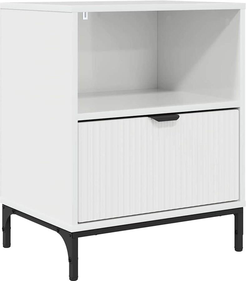 VidaXL Nachtkastje met lade Hoogglans wit 49 x 36 x 61 cm Bewerkt hout