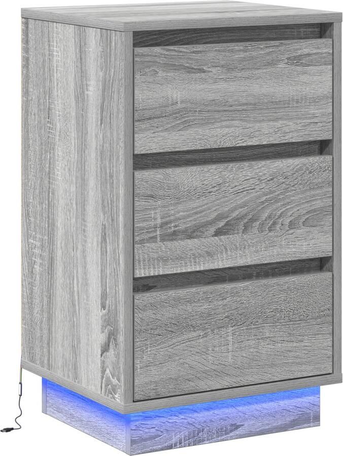 VidaXL Nachtkastje met lade met Grijs 39 x 34.5 x 65 cm Bewerkt hout