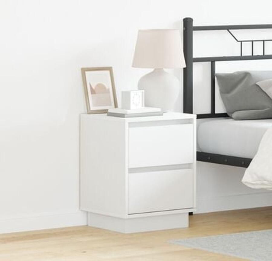 VidaXL Nachtkastje met lade 2 pcs Wit 39 x 34.5 x 50 cm Bewerkt hout