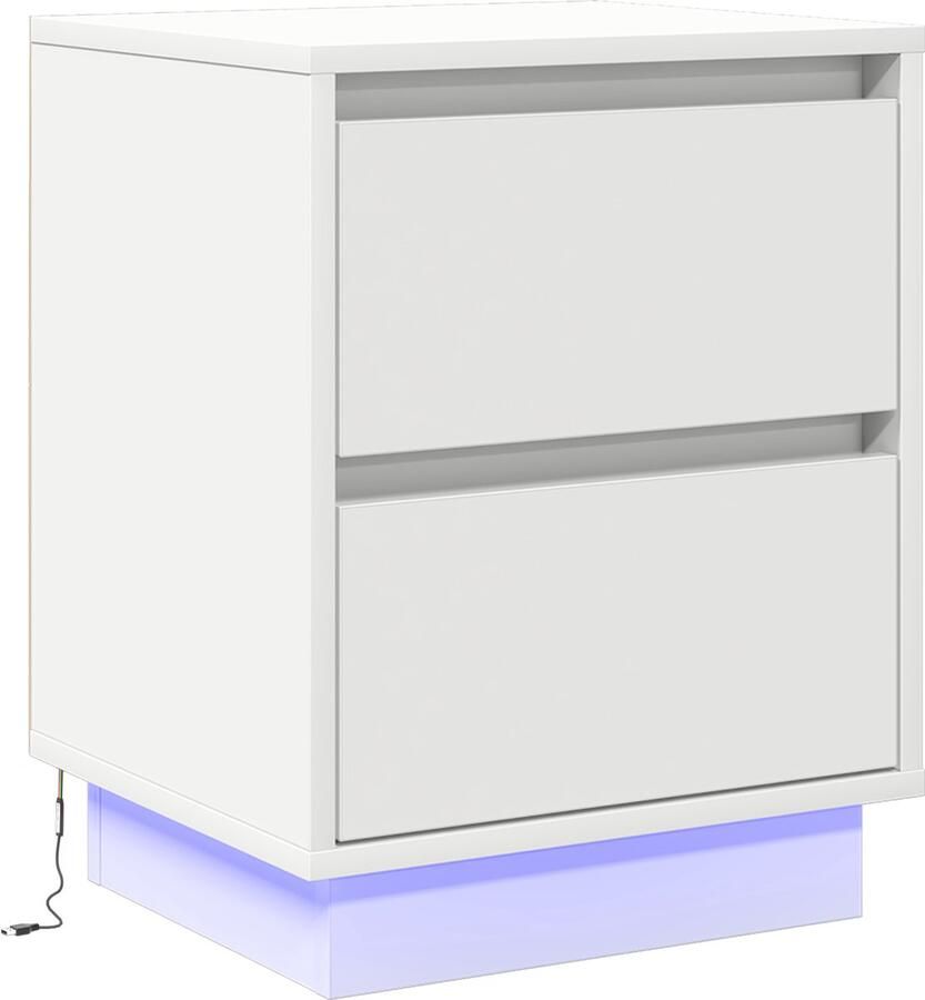 VidaXL Nachtkastje met lade met Wit 39 x 34.5 x 50 cm Bewerkt hout