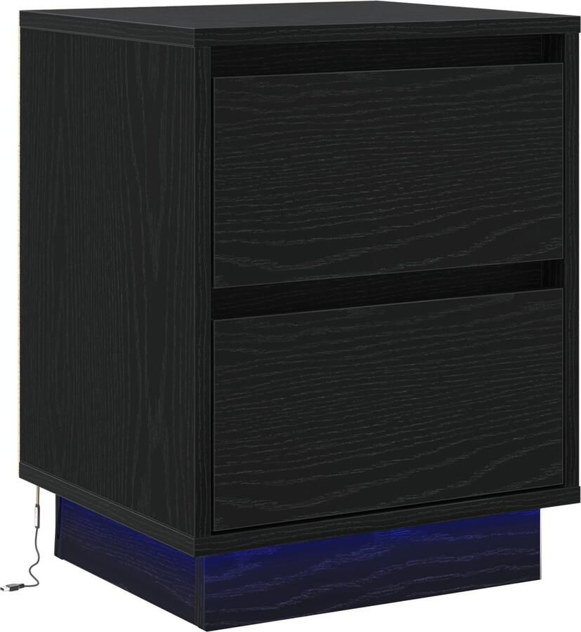 VidaXL Nachtkastje met lade met Zwart 39 x 34.5 x 50 cm Bewerkt hout