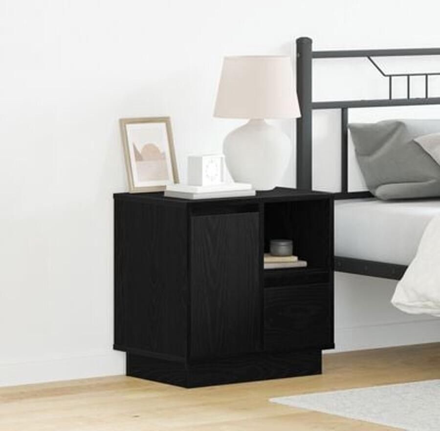 VidaXL Nachtkastje met lade met Zwart 50 x 34.5 x 50 cm. Bewerkt hout