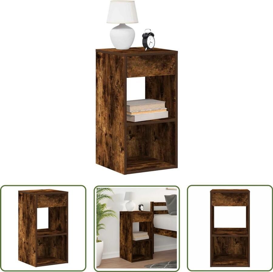 The Living Store Nachtkastje met lade 35x34x66 5 cm gerookt eikenkleurig Nachtkastje Met Lade Houten Nachtkastje Slaapkamers Slaapkamerdecoratie