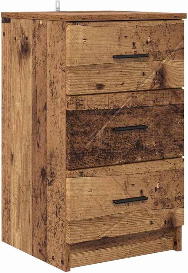 VidaXL Nachtkastje met lade Oud hout 38 x 38 x 66 cm Bewerkt hout