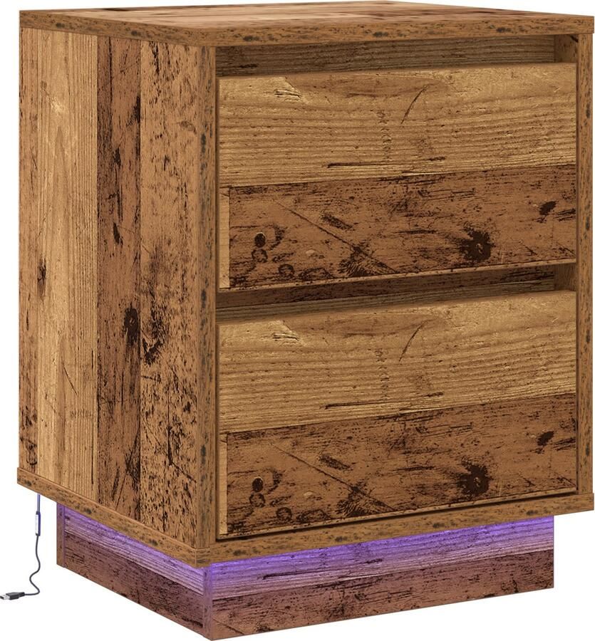 VidaXL Nachtkastje met lade Oud Hout 39 x 34.5 x 50 cm Bewerkt hout