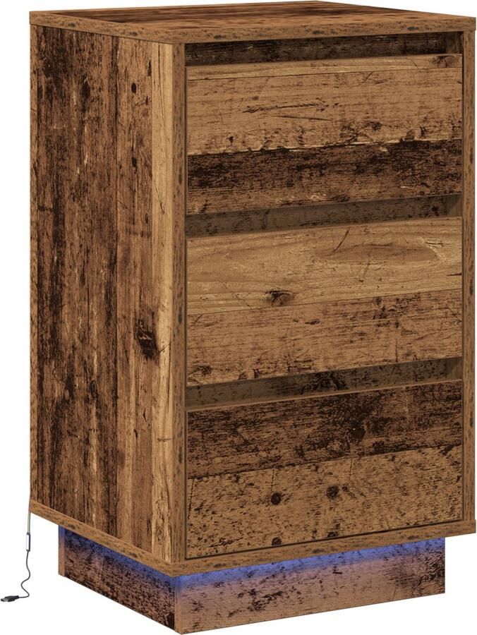 VidaXL Nachtkastje met lade Oud Hout 39 x 34.5 x 65 cm Bewerkt hout - Foto 2