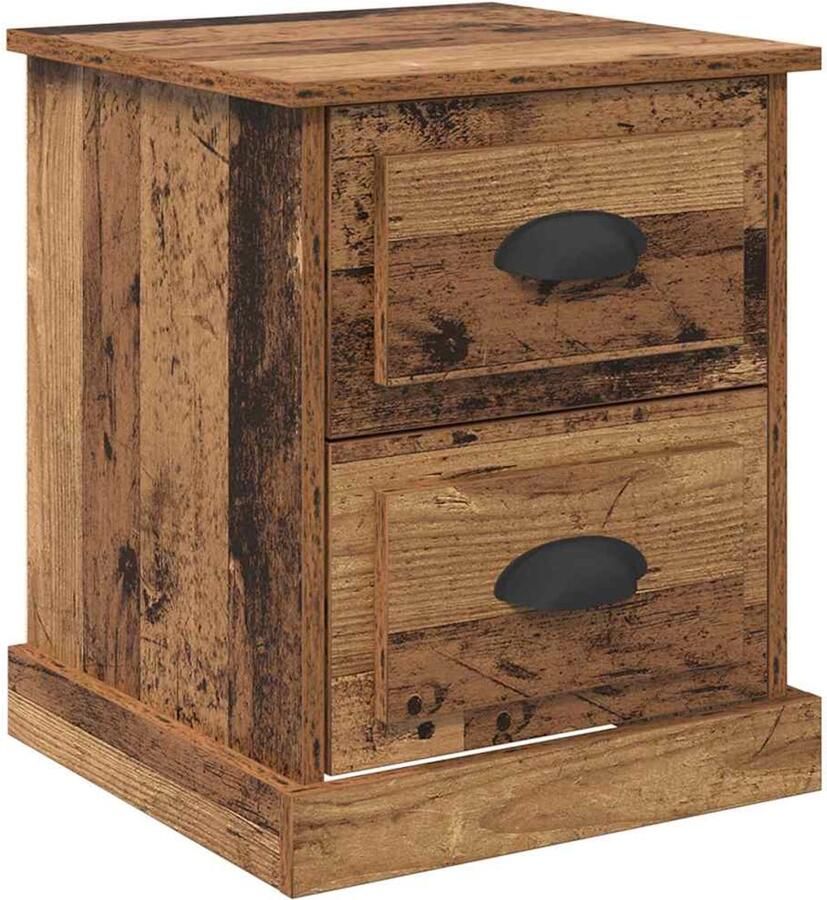 VidaXL Nachtkastje met lade Oud hout 39 x 39 x 47.5 cm Bewerkt hout